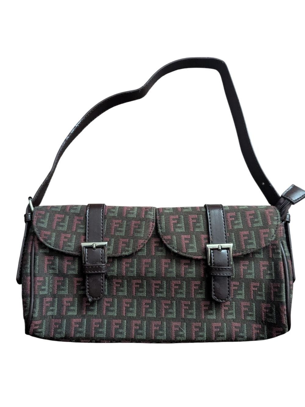 Fendi Style Brown Buckle Shoulder Bag